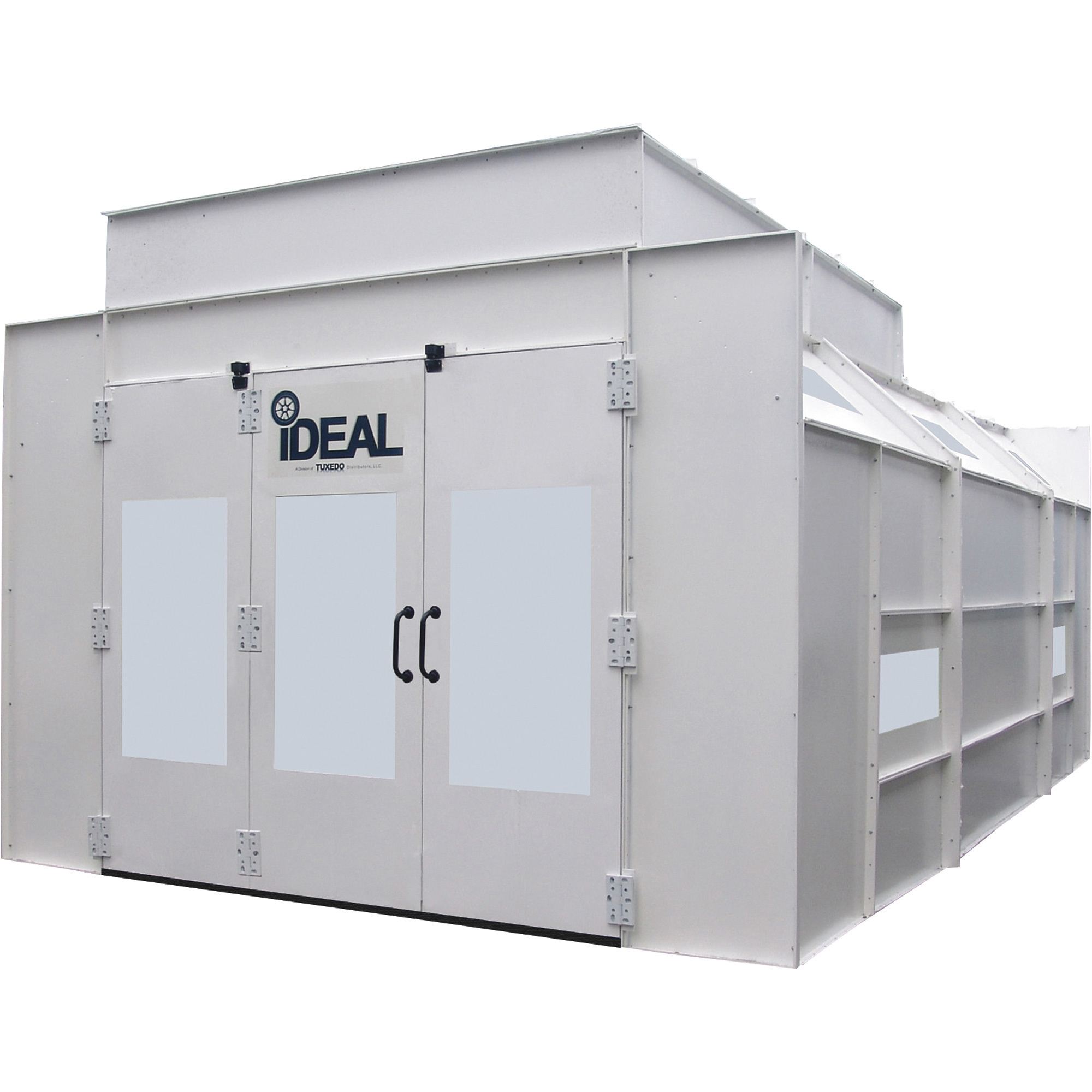 iDEAL Semi Down Draft Pressurized Paint Booth, 230/460 Volt, 29.4ft. x 14.4ft. x 9.7ft., Model# PSB-SEMIDD26B-3PH-230V-AK